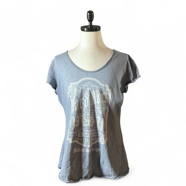 Hard‎ Rock Couture Palm Springs T Shirt Women's Graphic Tee Gray EST 1971 Grunge - Image 6