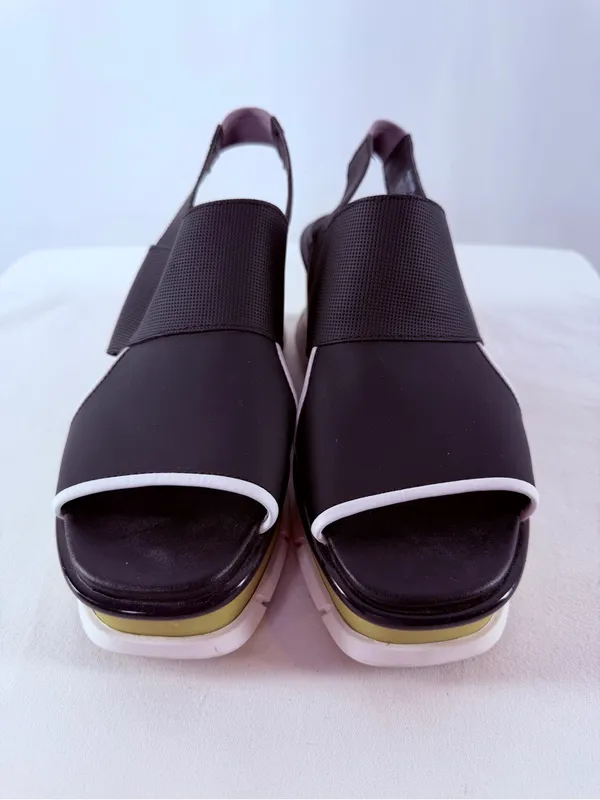 Sorel‎ Slingback Platform Wedges Black with Olive Trim Size 9.5 - Image 3
