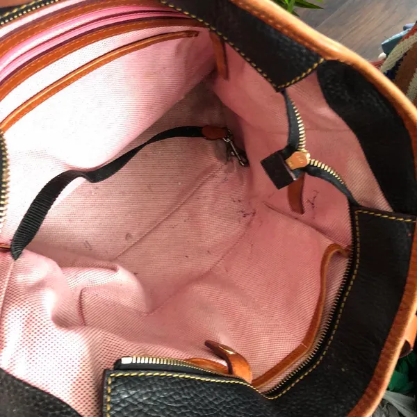 Dooney & Bourke Charleston Black Brown Leather Tote Satchel Shoulder Hand Bag Purse Vintage Measurement in pics - Image 8