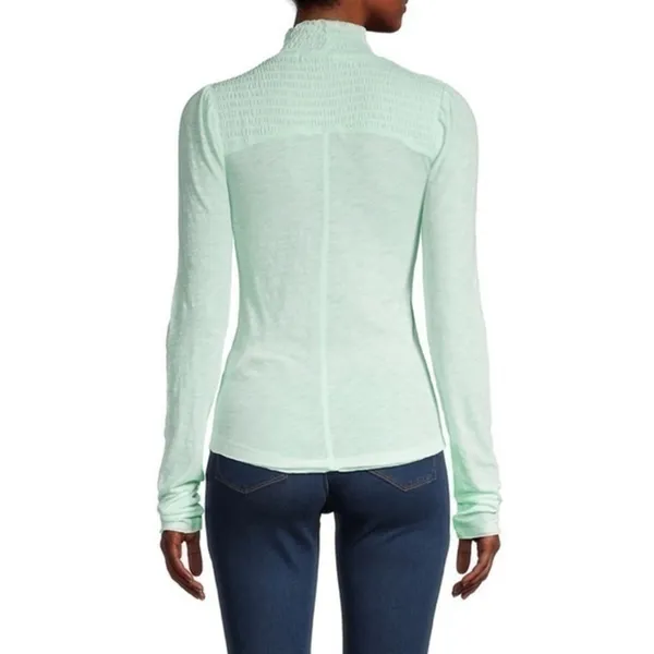 Free‎ People Caroline Iced Aqua Long Sleeve Shirred Turtleneck Top Size M NWT - Image 2
