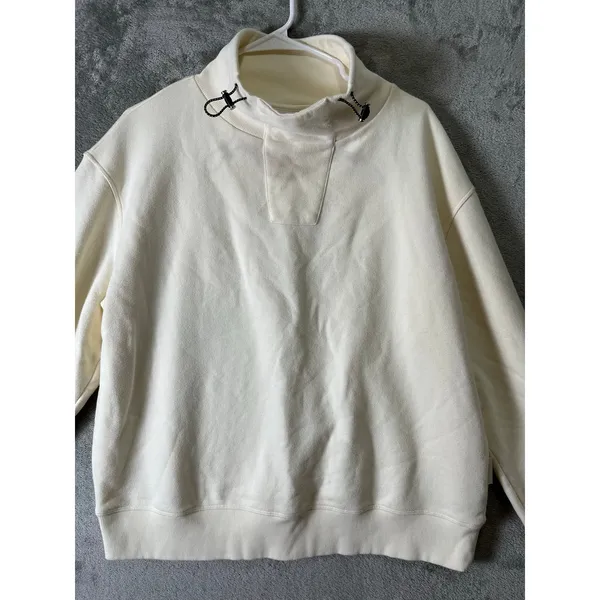 Varley Woods Sweat Sweatshirt Medium Ivory Cream Mock Neck Pullover‎ Athleisure - Image 2