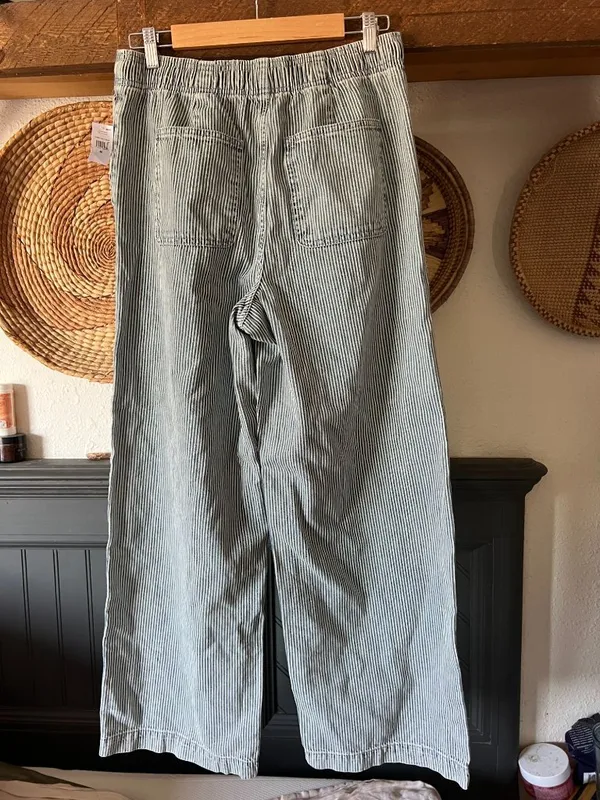 NWT Gap pull on high rise wide leg railroad stripe blue Medium - Image 5