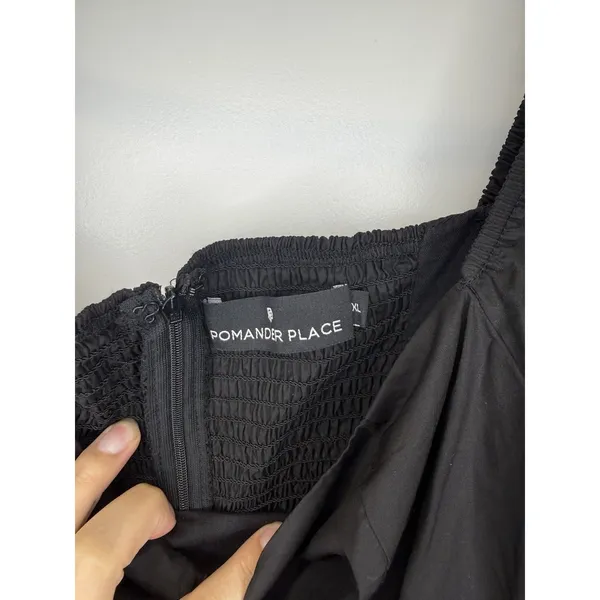 Pomander Place Tuckernuck Square Neck Chloe Mini Dress Black Puff Sleeve Sz XL - Image 3
