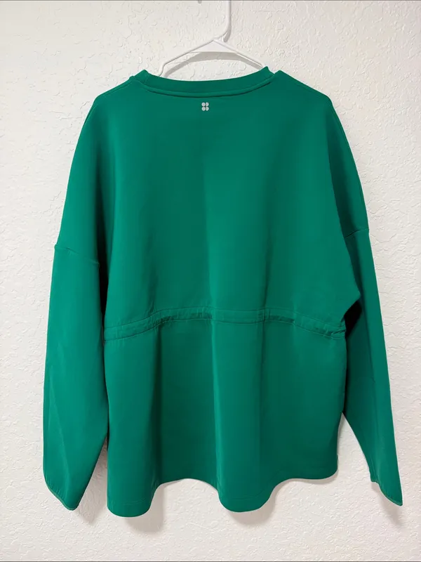 SWEATY BETTY Emerald Green Grace Scuba Pullover Sweatshirt Size XXL - Image 4