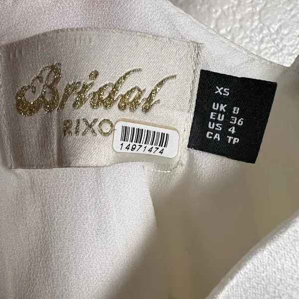 RIXO Bridal Libby Ivory Satin Bow Sleeveless Mini Dress Size XS - Image 14