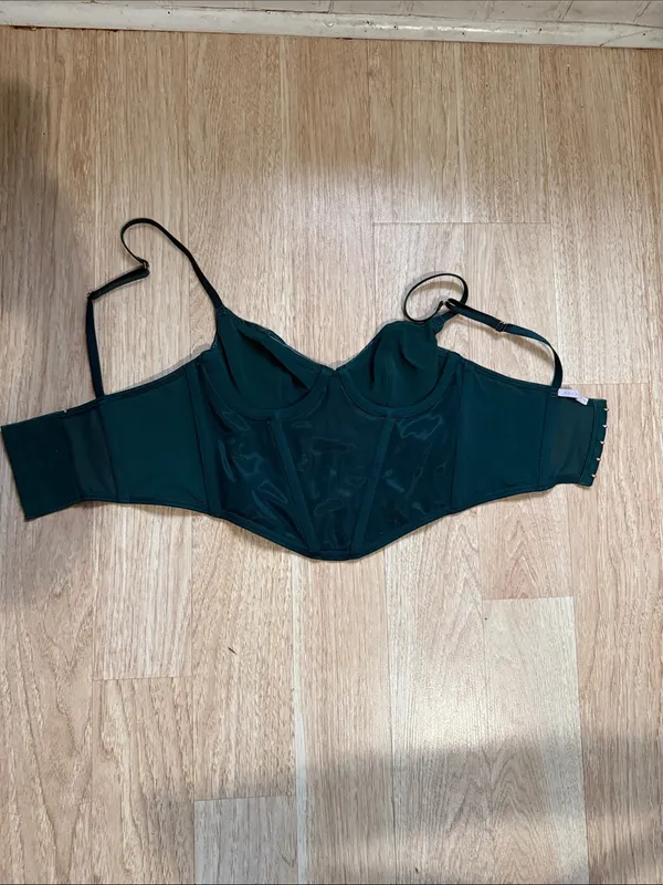 Savage X Fenty Emerald Green Leather Tease Vinyl Bustier Size Small - Image 6
