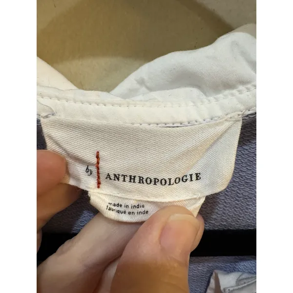 Anthropologie Poplin-Collar V-Neck Sweatshirt size Small Lilac - Image 7