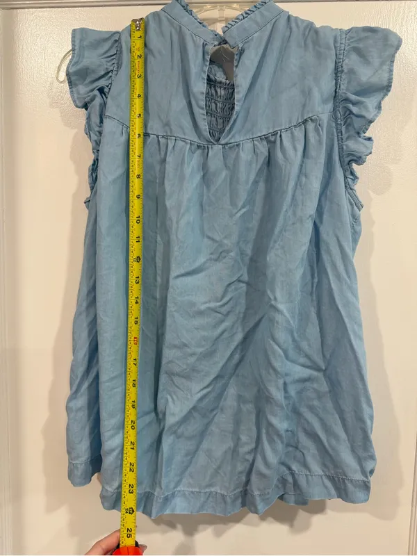 crown & ivy Light Blue Smocked Ruffle Sleeve Blouse - Image 8