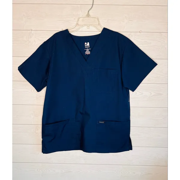 Dagacci Unisex V-neck navy scrub top Size Small NWOT - Image 2