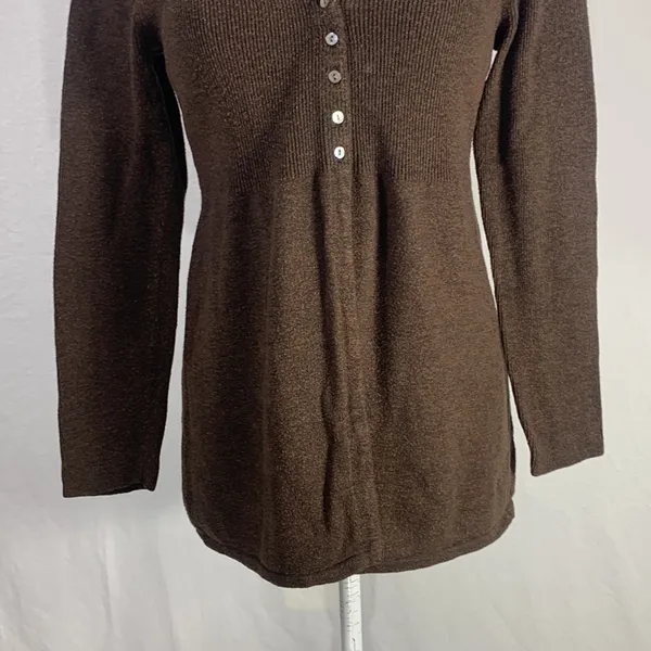 Sarah Spencer Wool Blend Brown V Neck Cardigan Sweater Size Large - Image 3