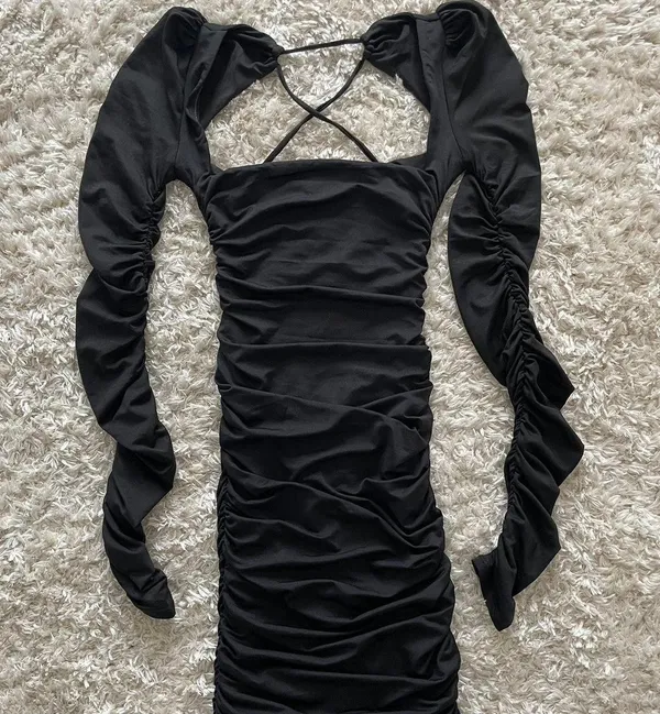 Oh Polly Black Long Sleeve Mini Dress - Image 2
