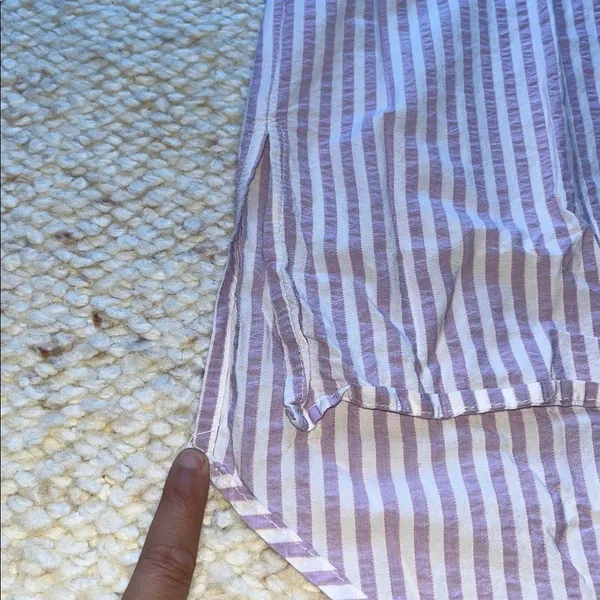 Anthropologie Oversized Button Up Tunic Blouse‎ Lavender Purple Stripe Medium - Image 5