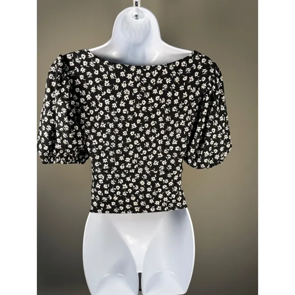 Free‎ People Floral Smocked Crop Top Cottagecore Coquette Boho XS - Image 5
