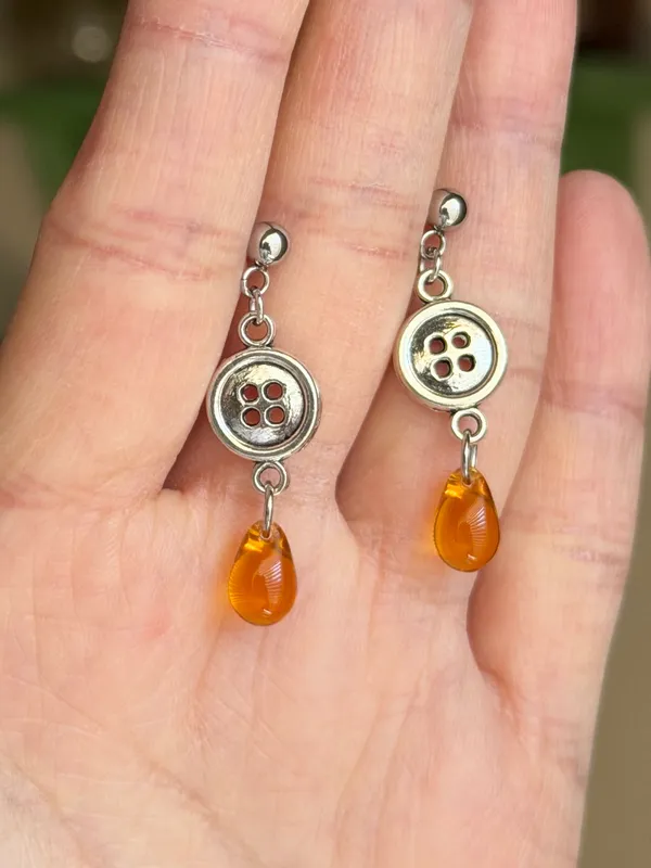 Handmade retro vintage fairy boho funky style dangle earrings🌀💛 - Image 4