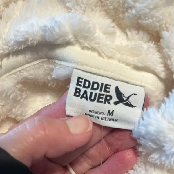 Eddie Bauer So Comfy Blanket Sweater Turtleneck Off White Cable Knit Fleece New - Image 8