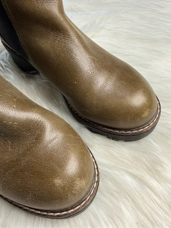 Anthropologie Olive Brown Leather Dale Chelsea Lug Sole Ankle Boots - Image 3