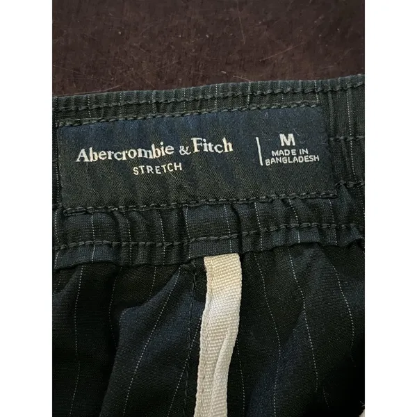 Abercrombie & Fitch Dress Pants Womens Med Blue Pinstripe Stretch Elastic Waist - Image 7