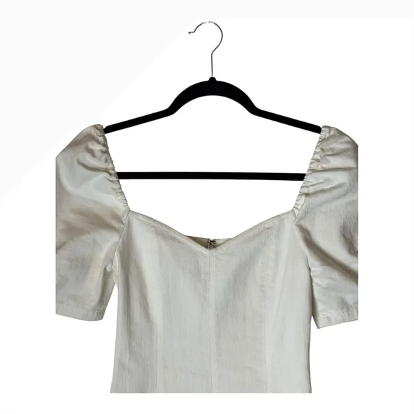 Alice+Olivia Dress Women 0‎ White Vintage Sugar Denim Mimi Puff Sleeve Mini - Image 4