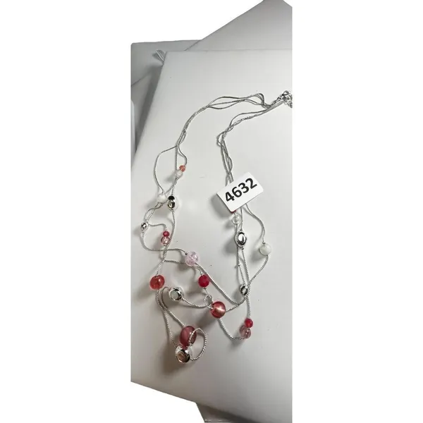 Marked NWT silver and pink beaded layered necklace - Image 14