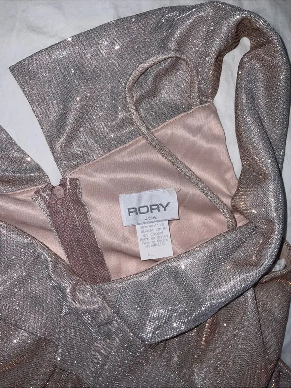 Sparkling Rose Gold Fit-and-Flare Party Dress - Image 4