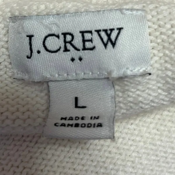 J.Crew Women's Cream Fair Isle Holiday Christmas Pullover Sweater Top Size L - Image 4