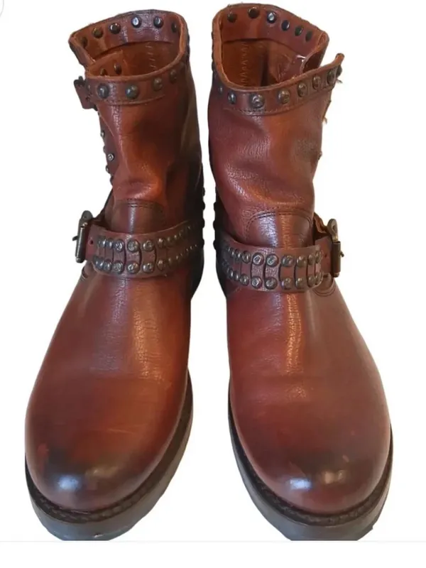 Frye Veronica cognac leather moto boots. Size 8 - Image 2