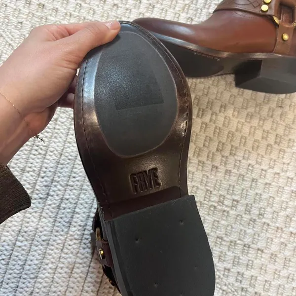 Frye Billy Short Leather Harness Booties in Saddle - Image 6