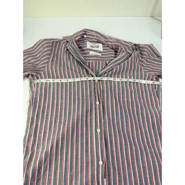 Grayson The Hero Striped Button Down Shirt Cotton Blue Red Size 01 Small - Image 6