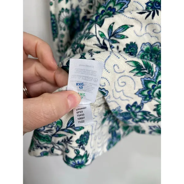 LOFT Green Floral Cotton Top Small Cottagecore Botanical Spring Sweater Shirt‎ - Image 7