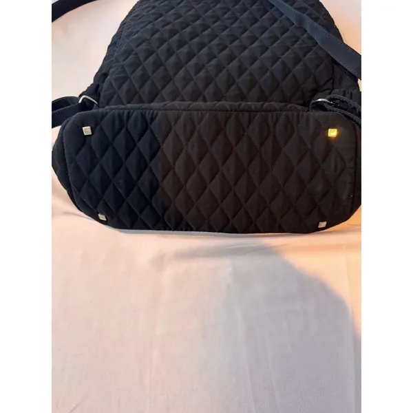 Vera Bradley Black Quilted Cotton Backpack Adjustable Straps Travel School‎ Bag - Image 3