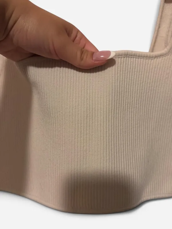 Kendall + Kylie cream ribbed crop top #kendallkylie #ribbed - Image 3