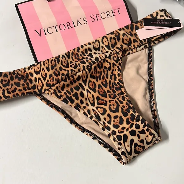 Victorias Secret Nwt M Natural Leopard Brazilian Swim Bikini Bottom - Image 8