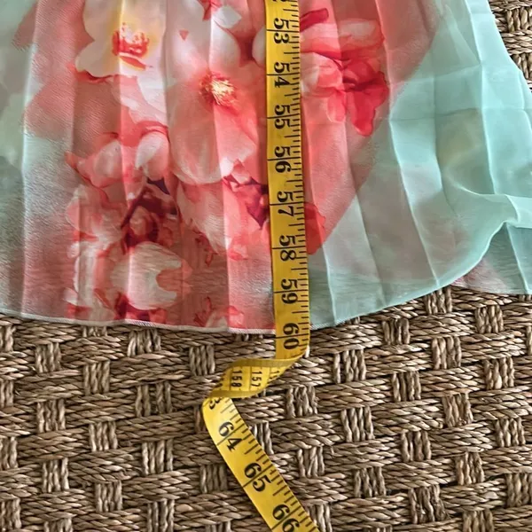 B. Darlin Long Maxi Pleated Dress, Aqua/Coral, Size 1/2, NWT - Image 12