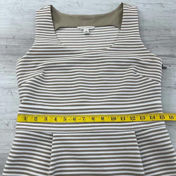 Banana Republic Brown White Striped Midi Dress 10 Sheath Career Workwear Chic - Image 10