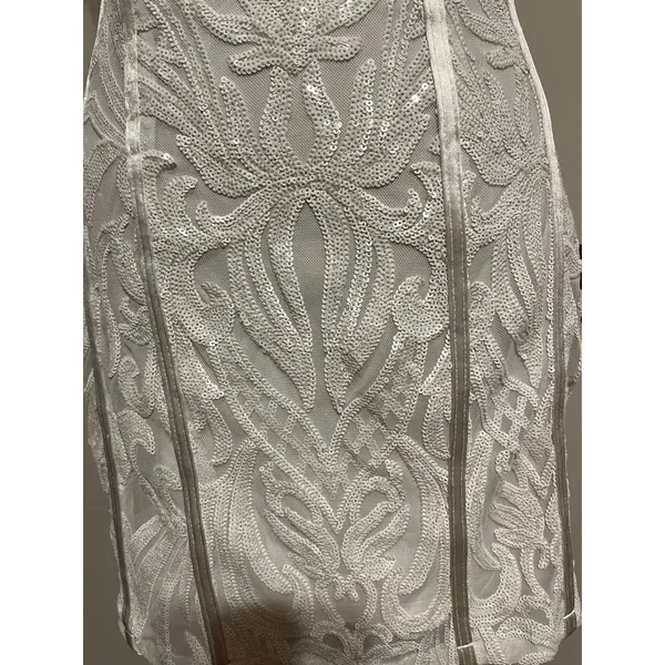 Lulus Aglow with Love Ivory Mesh Sequin Bustier Bodycon Mini Dress size Small - Image 6