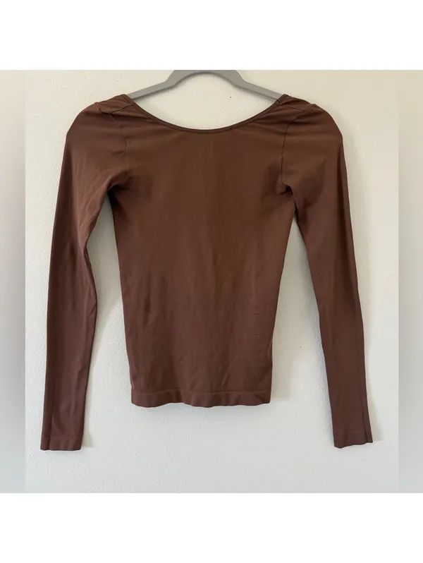 Free People x intimately FP Low Back Seamless Brown Long sleeve size xs/s - Image 3