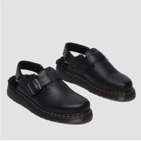 Dr. Martens Docs Jorge II Ambassador Black Faux Fur Lined Slingback Mules US 9 - Image 2