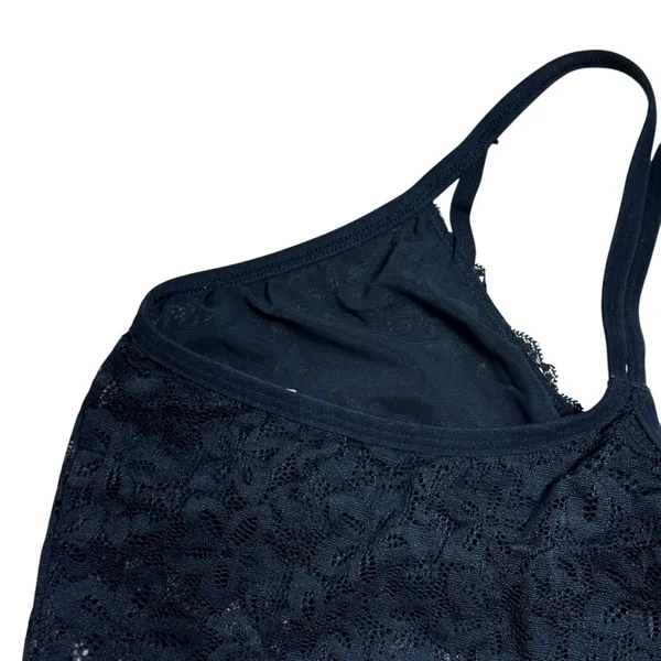 Aerie Black Lace Bralette with Velvet Trim Straps Womens L - Image 6