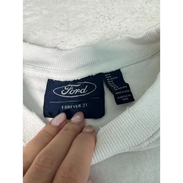 Forever 21 x Ford Mustang Racing Sweatshirt S Rhinestone Distressed Y2K - Image 3