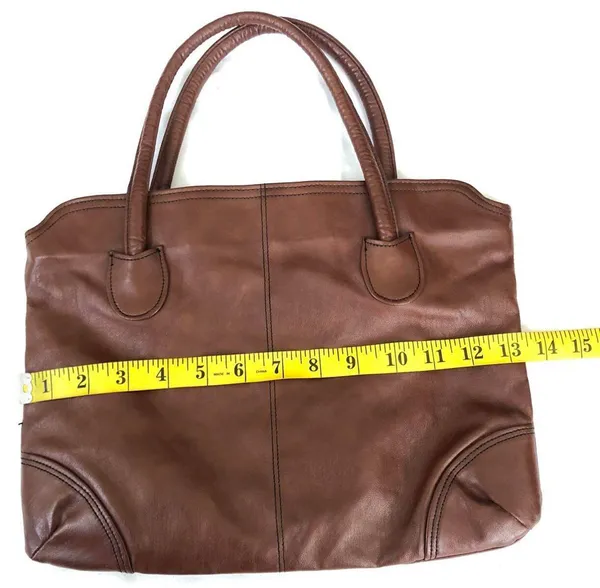 Vintage Brown leather briefcase style shoulder hand tote bag purse satchel 1990s - Image 3