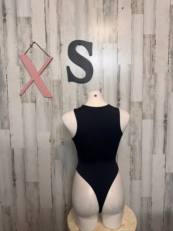 SHEIN High Neck Sleeveless Bodysuit Womens XS Solid Black Stretch - Image 7