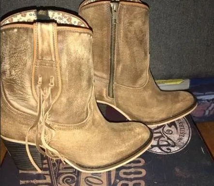 Brown Western Booties Size 6 - Image 4