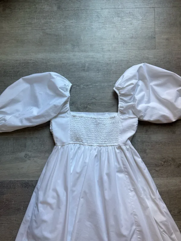 Abercrombie & Fitch Emerson Puff Sleeves Square Neck White Poplin Mini Dress XS - Image 9