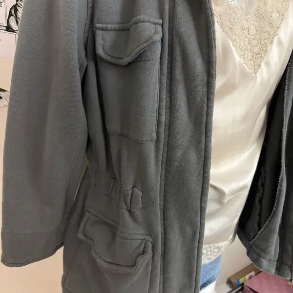 Banana republic y2k Gray Utility Jacket Cargo Military Style Cotton Jacket size - Image 3
