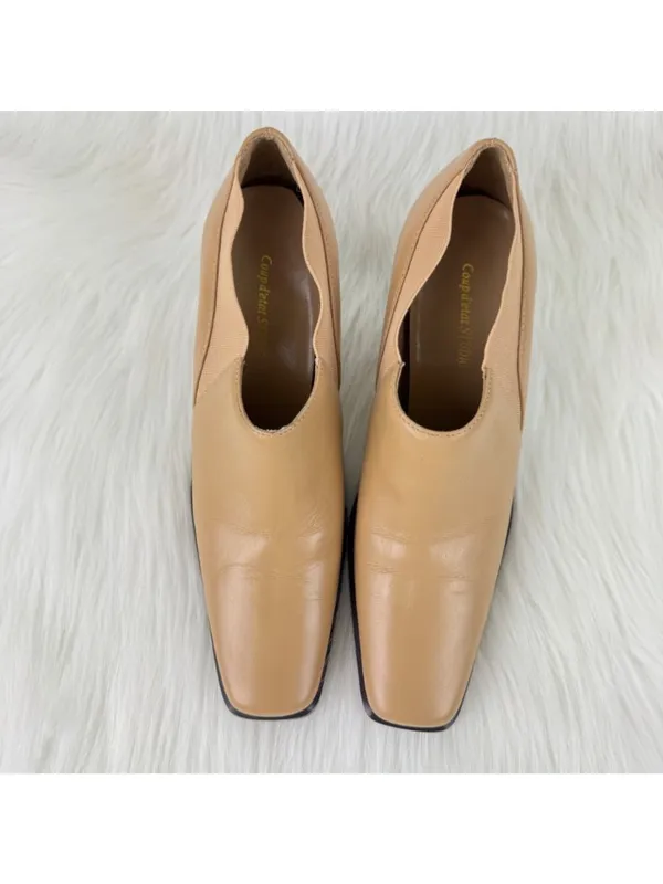 Coup d’Etat Studio Tan Leather Ankle Booties Square Toe Heel Shoes Boot Sz US 7M - Image 5