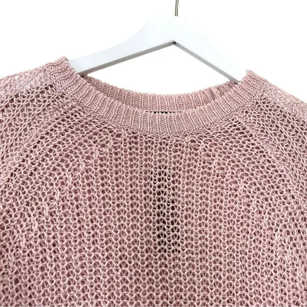 NWT J.Crew Linen Open Knit Sweater Blush Pink Crewneck Size Small - Image 3