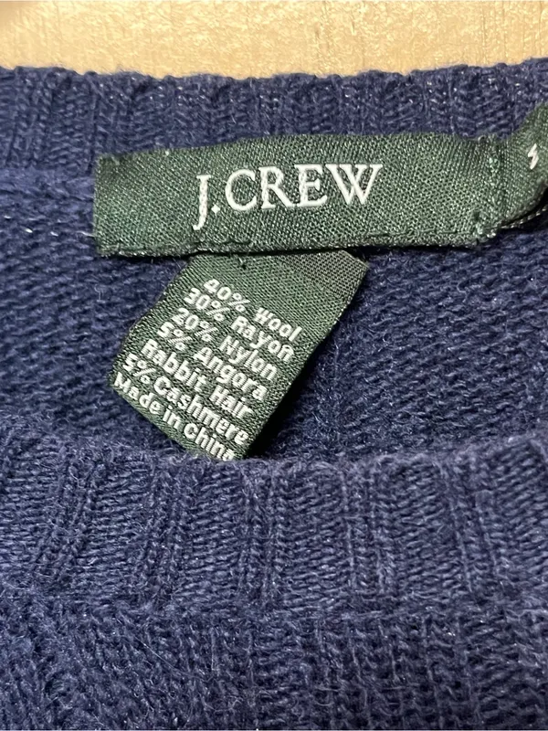 VTG J.Crew Cable Knit Blue Sweater Fisherman core wool blend preppy academia - Image 3