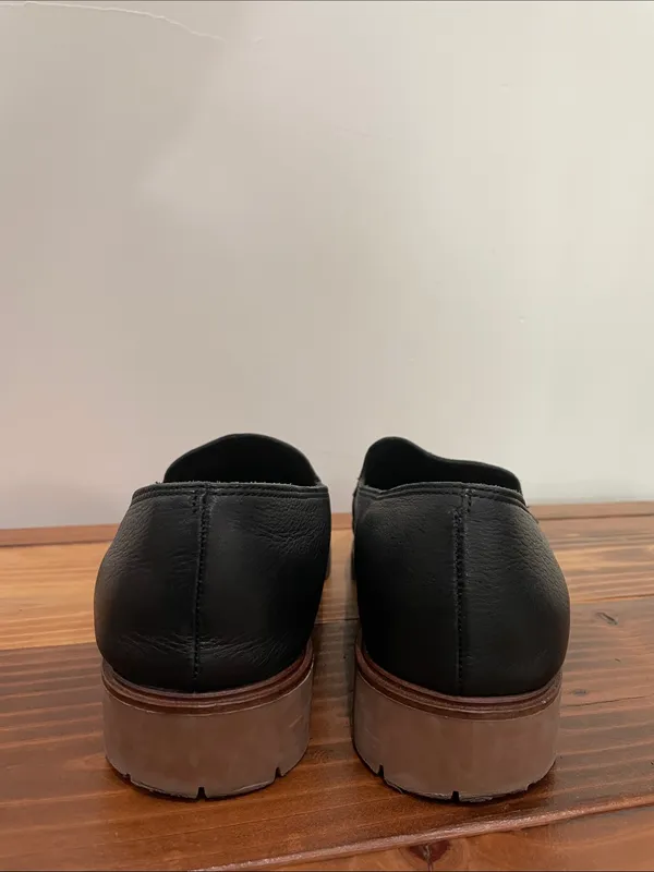 Lucky Brand Women's Tomber Lug Sole Black Leather Loafers Size 10M Minimalist - Image 8