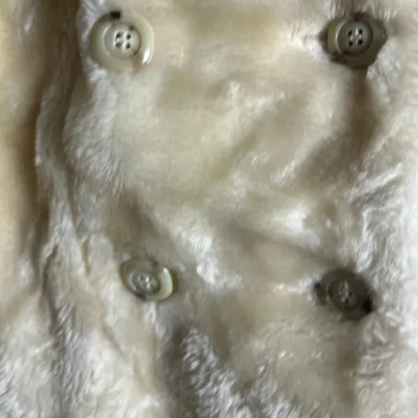Vintage White Stag Cream Faux Fur Double Breasted Pea Coat Size 10 - Image 6
