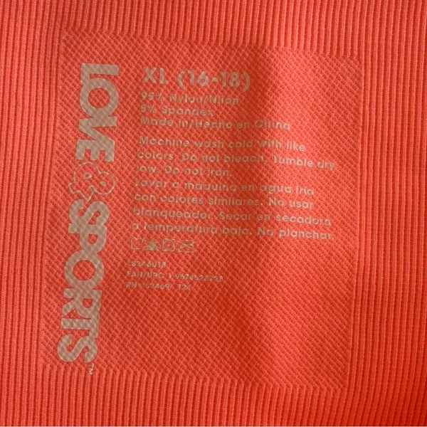 LOVE&SPORTS Neon Orange Athletic Gym‎ Shorts Spandex, High Rise Like New XL - Image 8